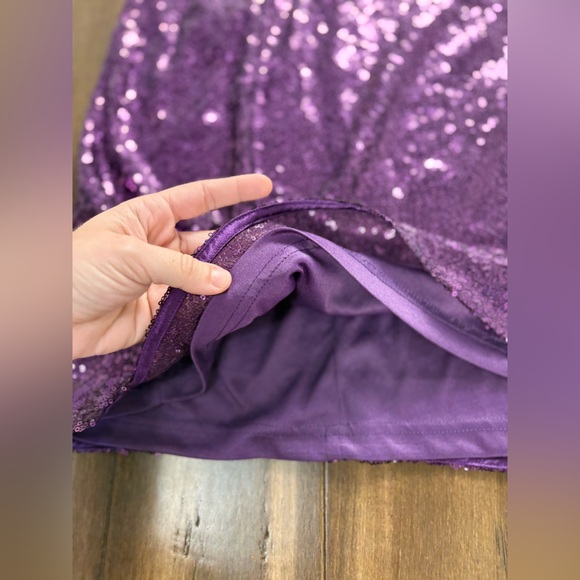 NWT Lulus plus size Purple Sequin Mini Skirt Fitted Gatsby Fun Glitter Halloween - Picture 6 of 9